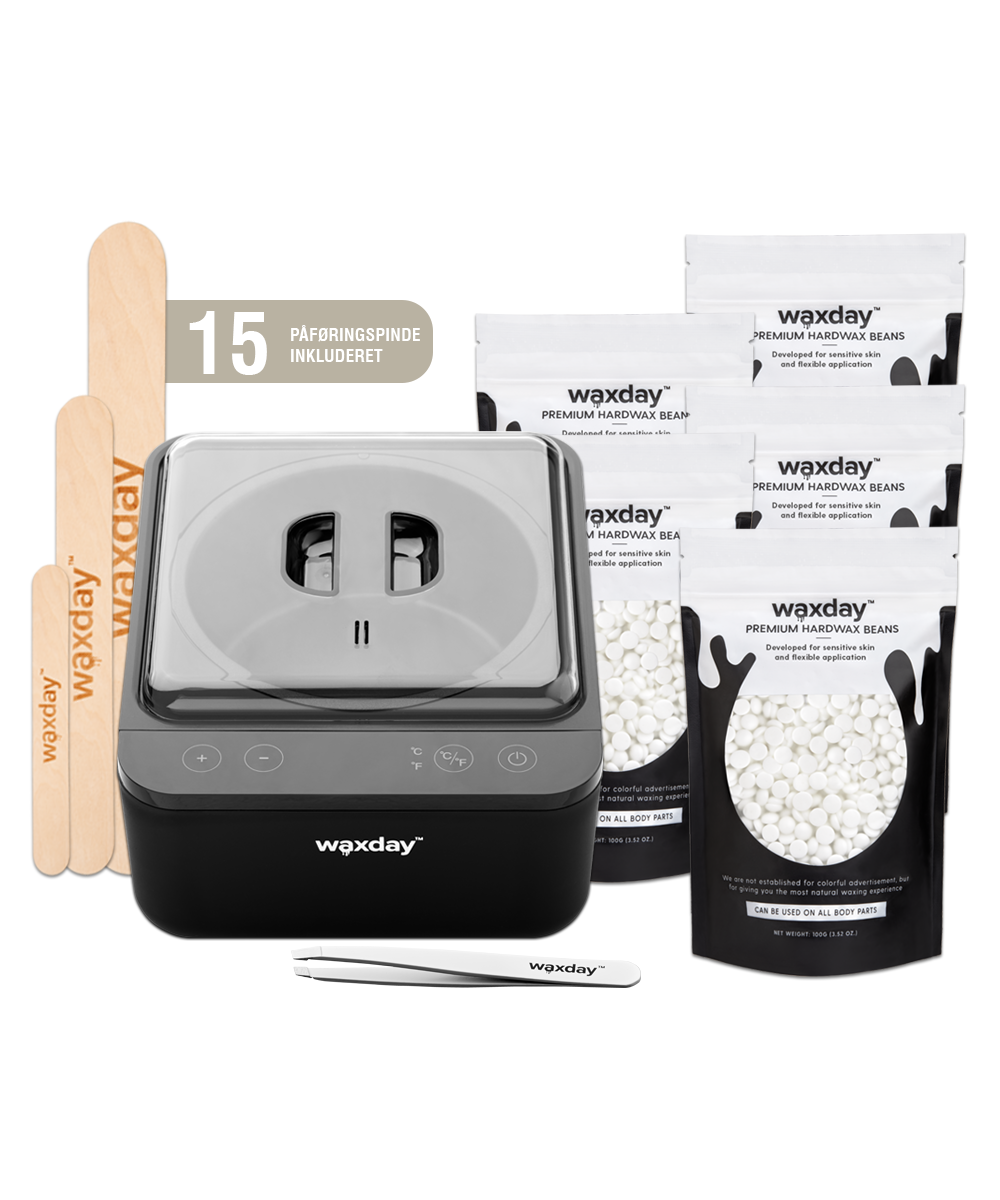 Waxday Startsæt Essential med voksmaskine, voksperler, træpinde og pincet